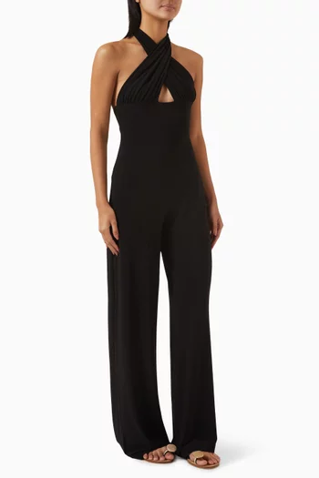 Halterneck Straight-leg Jumpsuit