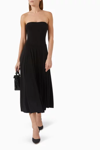 Flared Midi Skirt in Poly Lycra