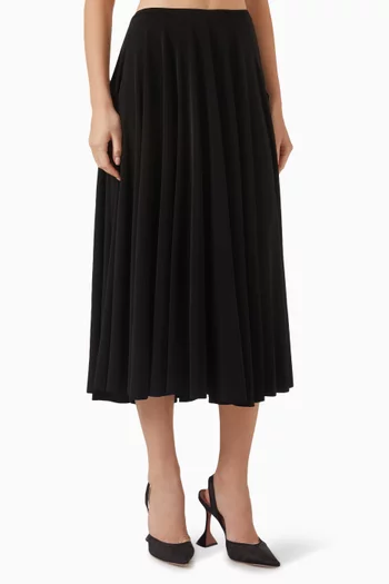 Flared Midi Skirt in Poly Lycra