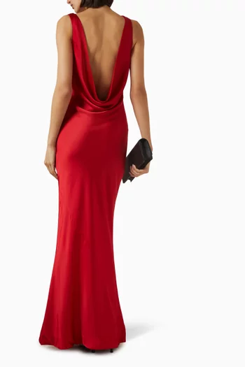 Sleeveless Low Back Drape Gown