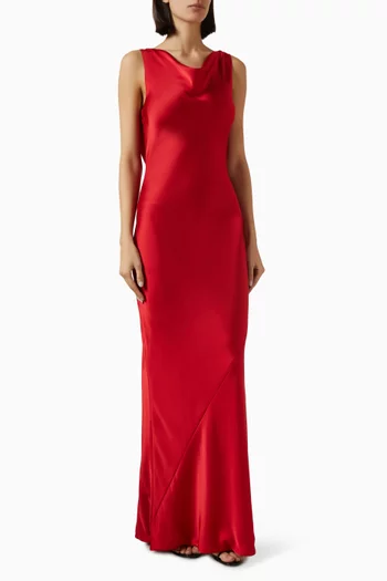 Sleeveless Low Back Drape Gown