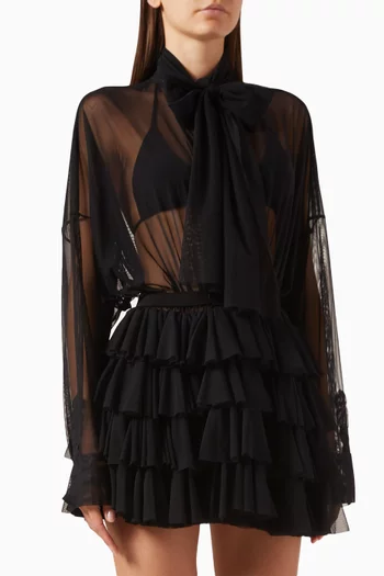 Super Oversized BF Mini Shirtdress in Tulle