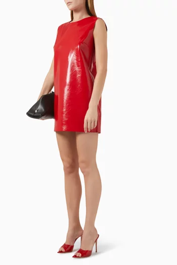 Sleeveless Mini Dress in Vegan Patent Leather