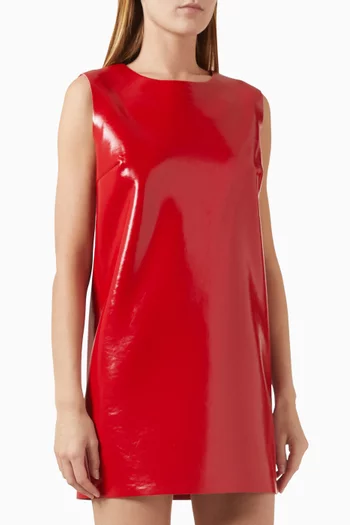Sleeveless Mini Dress in Vegan Patent Leather