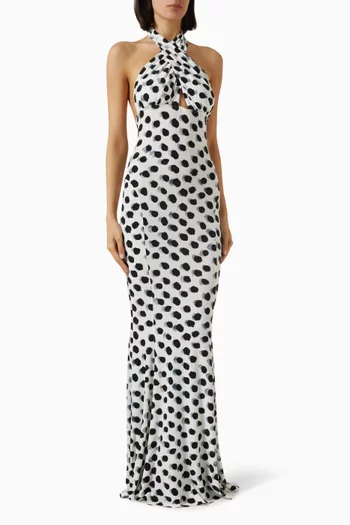 Cross Halter Fishtail Gown