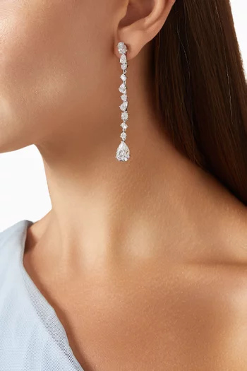 Celestial Diamond Dust Drop Earrings in 18kt White Gold & Rhodium Vermeil