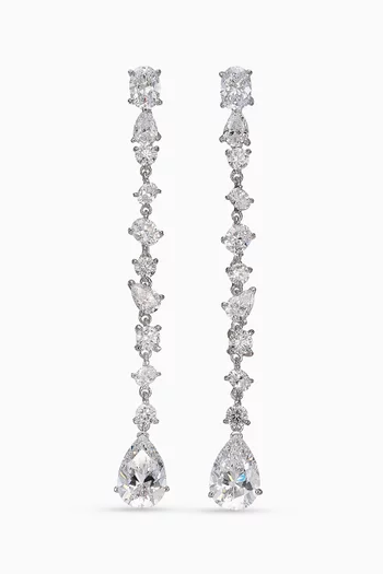 Celestial Diamond Dust Drop Earrings in 18kt White Gold & Rhodium Vermeil