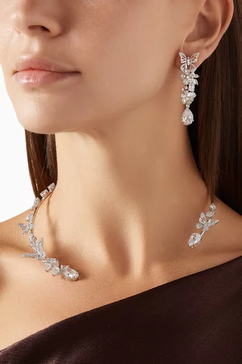 Butterfly Diamond Collar Necklace in 18kt White Gold & Rhodium Vermeil