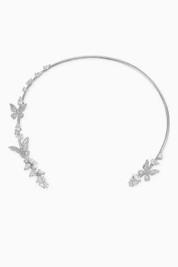 Butterfly Diamond Collar Necklace in 18kt White Gold & Rhodium Vermeil