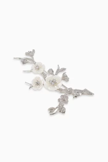 Sakura Blossom Diamond Brooch in 18kt White Gold