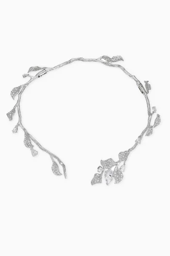 Galatea Diamond Collar in 18kt White Gold Vermeil
