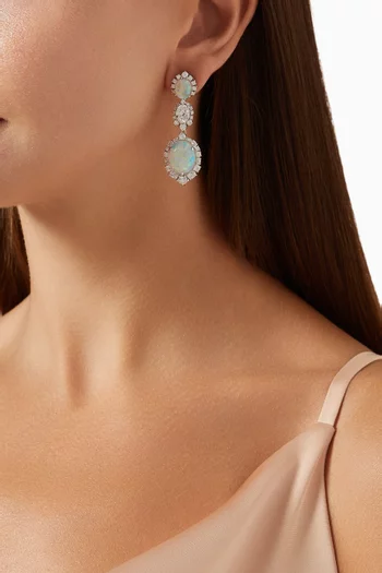 Sky Opal Drop Earrings in 18kt White Gold Vermeil