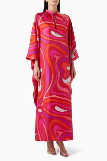 Marmo-print Kaftan in Silk