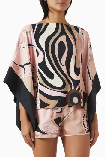Kimono-sleeves Blouse in Satin-jersey