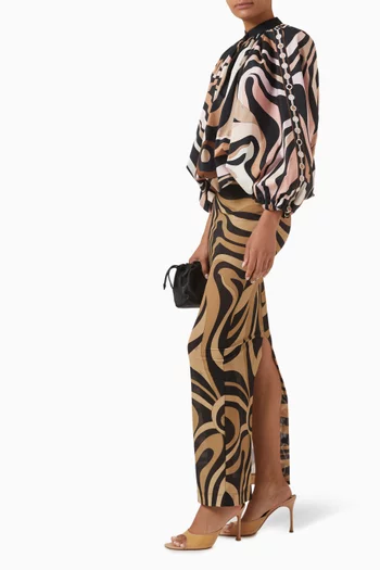Marmo-print Hig-waist Skirt