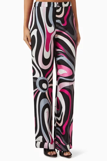 Marmo-print Pants in Silk Twill