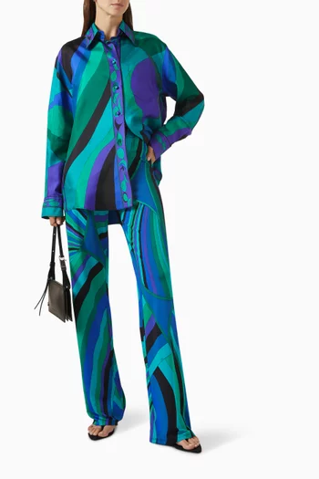 Pesci-print Oversized Shirt in Silk