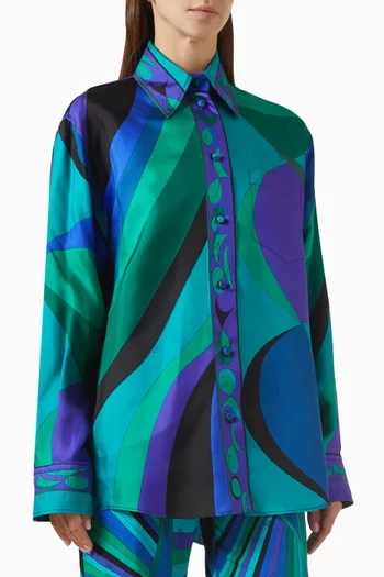 Pesci-print Oversized Shirt in Silk