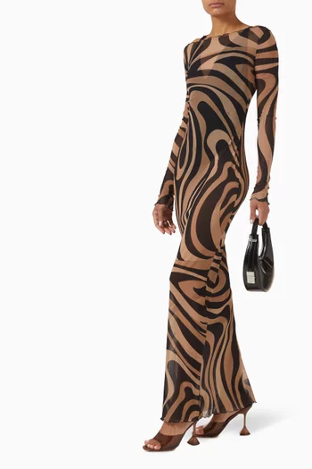 Marmo-print Dress in Tulle