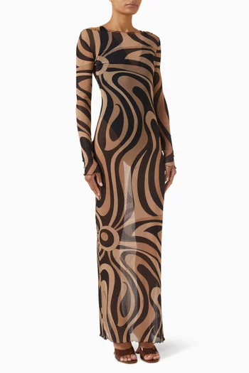 Marmo-print Dress in Tulle