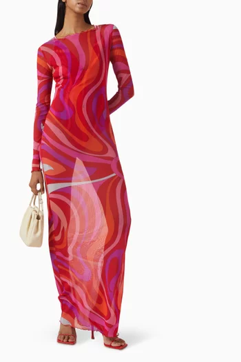 Marmo-print Dress in Tulle