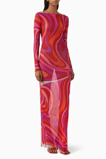 Marmo-print Dress in Tulle