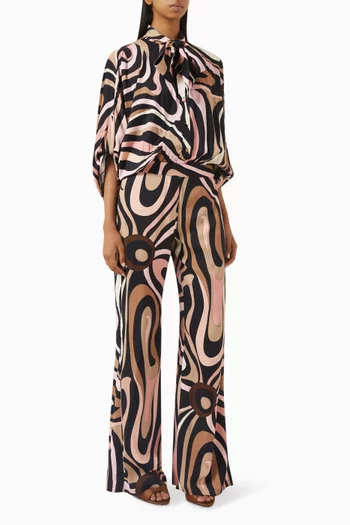 Scarf-neck Jumpsuit in Viscose Blend
