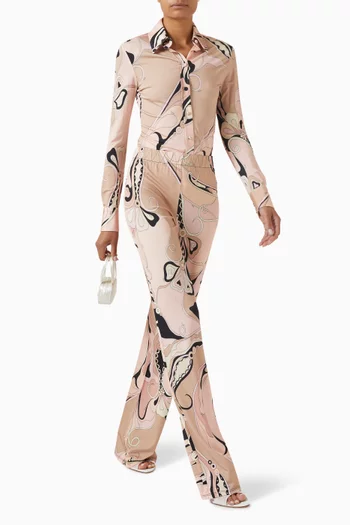 Orchidee-print Straight-fit Pants