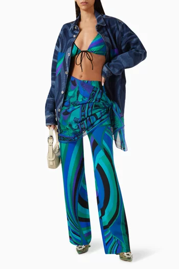 Iride-print Pants in Satin Jersey
