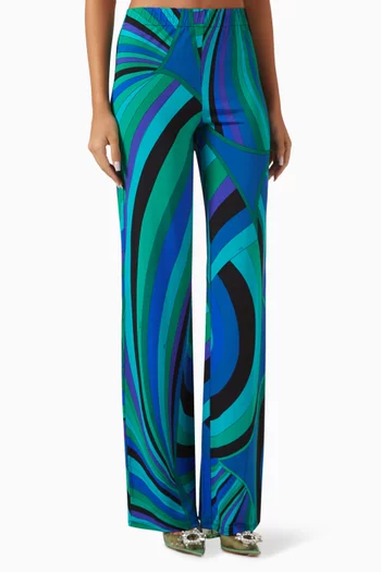 Iride-print Pants in Satin Jersey