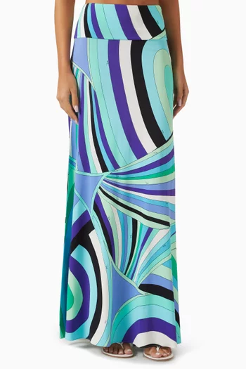 Iride-print Mykonos Skirt in Satin Jersey