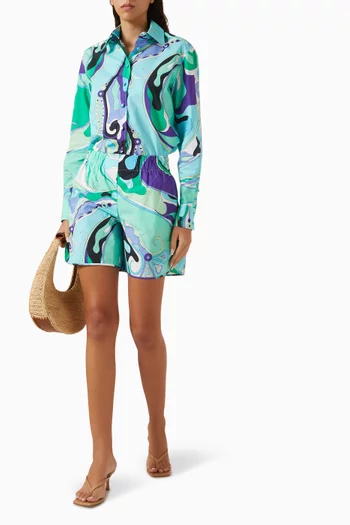 Orchidee-print Shirt in Cotton Poplin