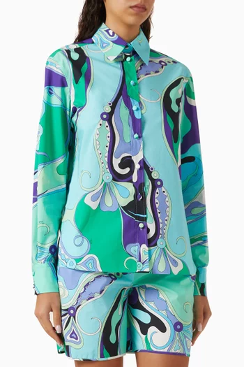 Orchidee-print Shirt in Cotton Poplin