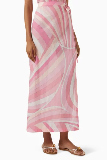 Iride-print Maxi Skirt in Cotton-muslin