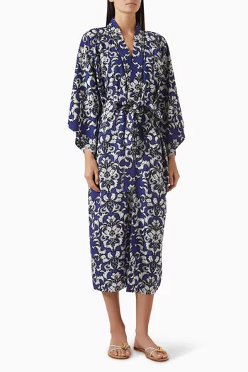 Hydra Belted Kimono in Viscose-linen Blend