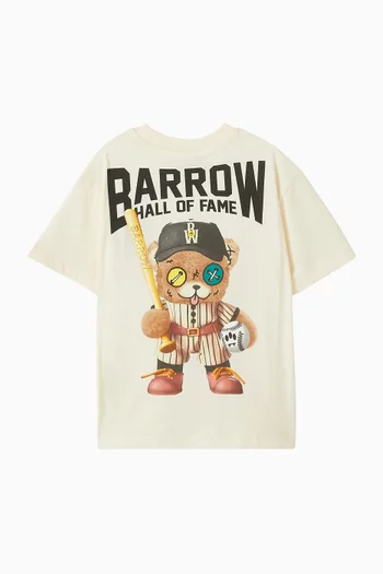 تي شيرت بطبعة دب يرتدي ملابس بيسبول قطن