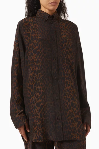 Cocoon Leopard-print Shirt in Silk Crepe