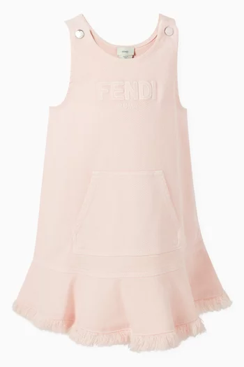 Flared Midi Dress in Cotton-denim