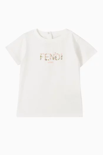 Floral Logo-print T-shirt in Cotton