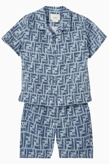 FF-print Shorts in Linen