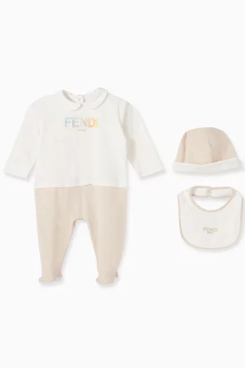 Logo-print Sleepsuit Set in Cotton