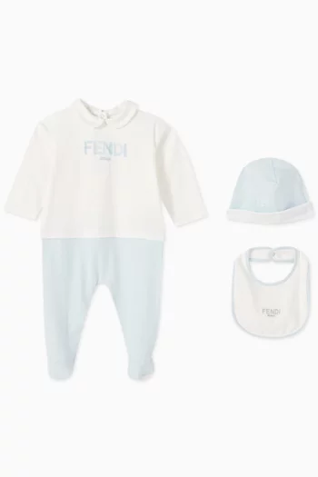 Logo-print Sleepsuit Set in Cotton