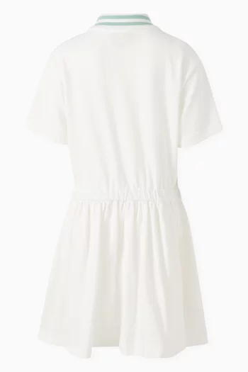Floral Logo-embroidered Polo Dress in Cotton-pique