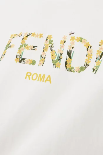 Floral Logo-print T-shirt in Cotton