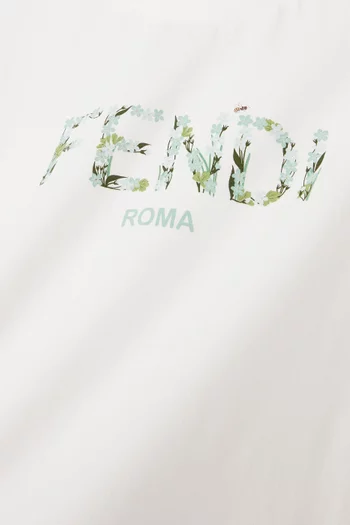 Floral Logo-print T-shirt in Cotton