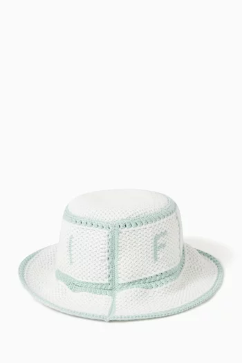 Logo Crochet Bucket Hat in Cotton-knit
