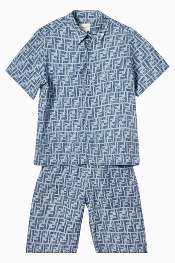 FF-print Short-sleeve Shirt in Linen