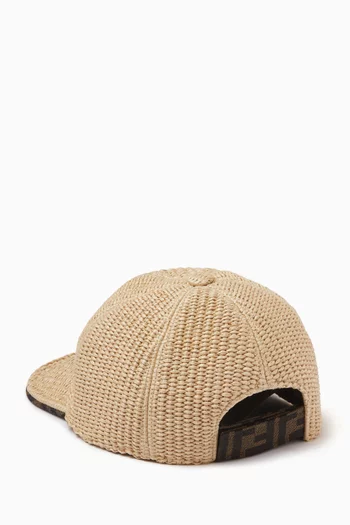 Logo Baseball Cap in Raffia