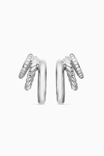 DY Mercer® Three Row Hoop Earrings in Silver