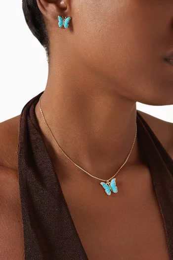 Butterfly Turquoise Stud Earrings in 18kt Gold